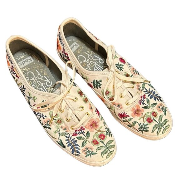 Keds x Rifle Paper Co. Embroidered Garden Party Floral Sneakers, Size 8.5, Boho - Picture 2 of 5